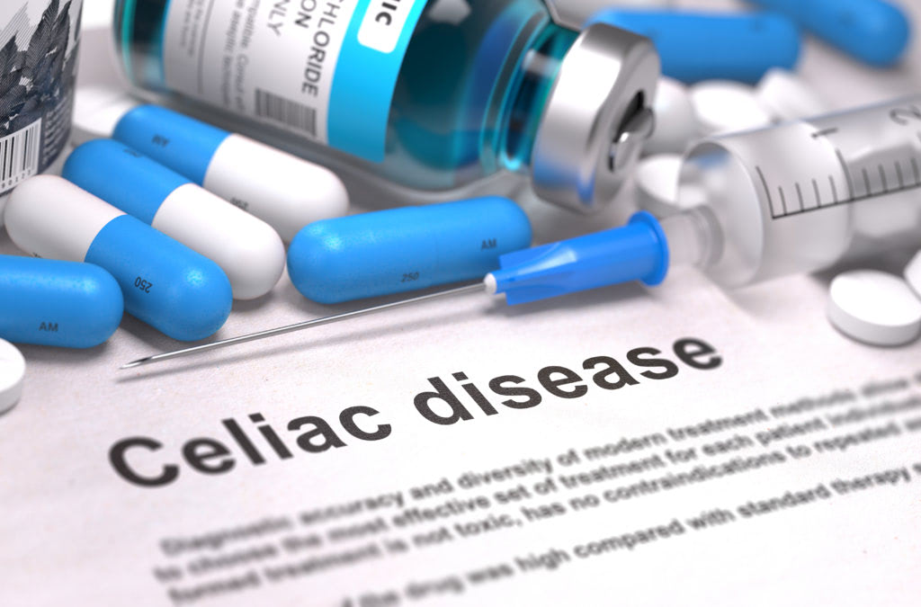 Celiac Disease Diagnosis. Medical Concept. Composition of Medica.